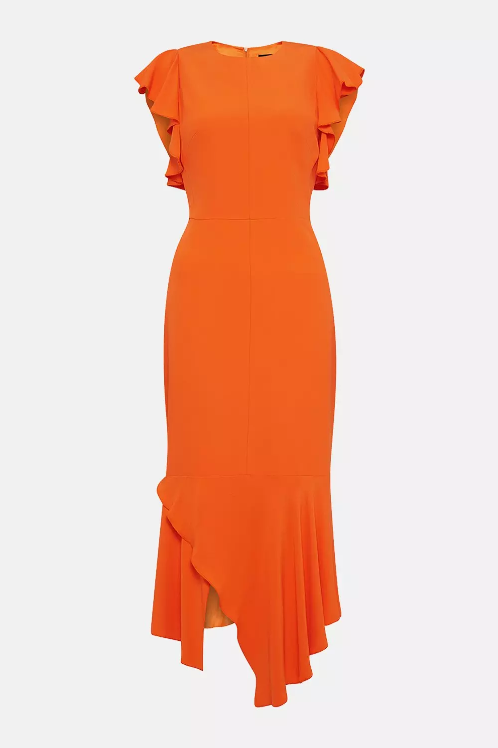 Ruffle Trim Midi Dress