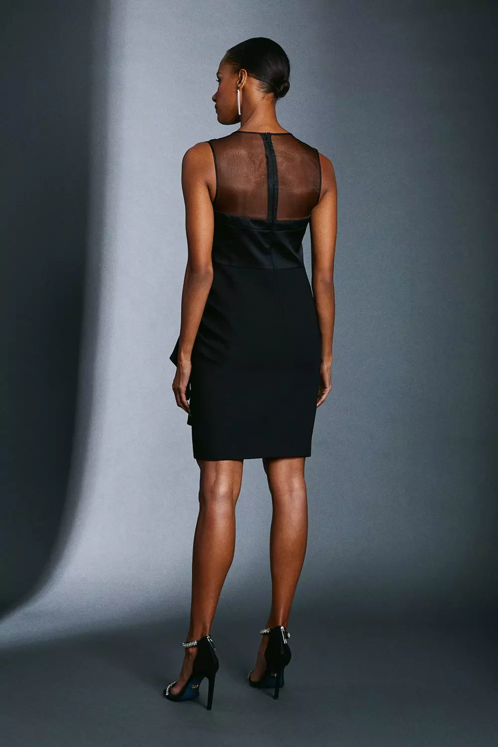 Organza Top Drape Detail Sleeveless Dress | Karen Millen