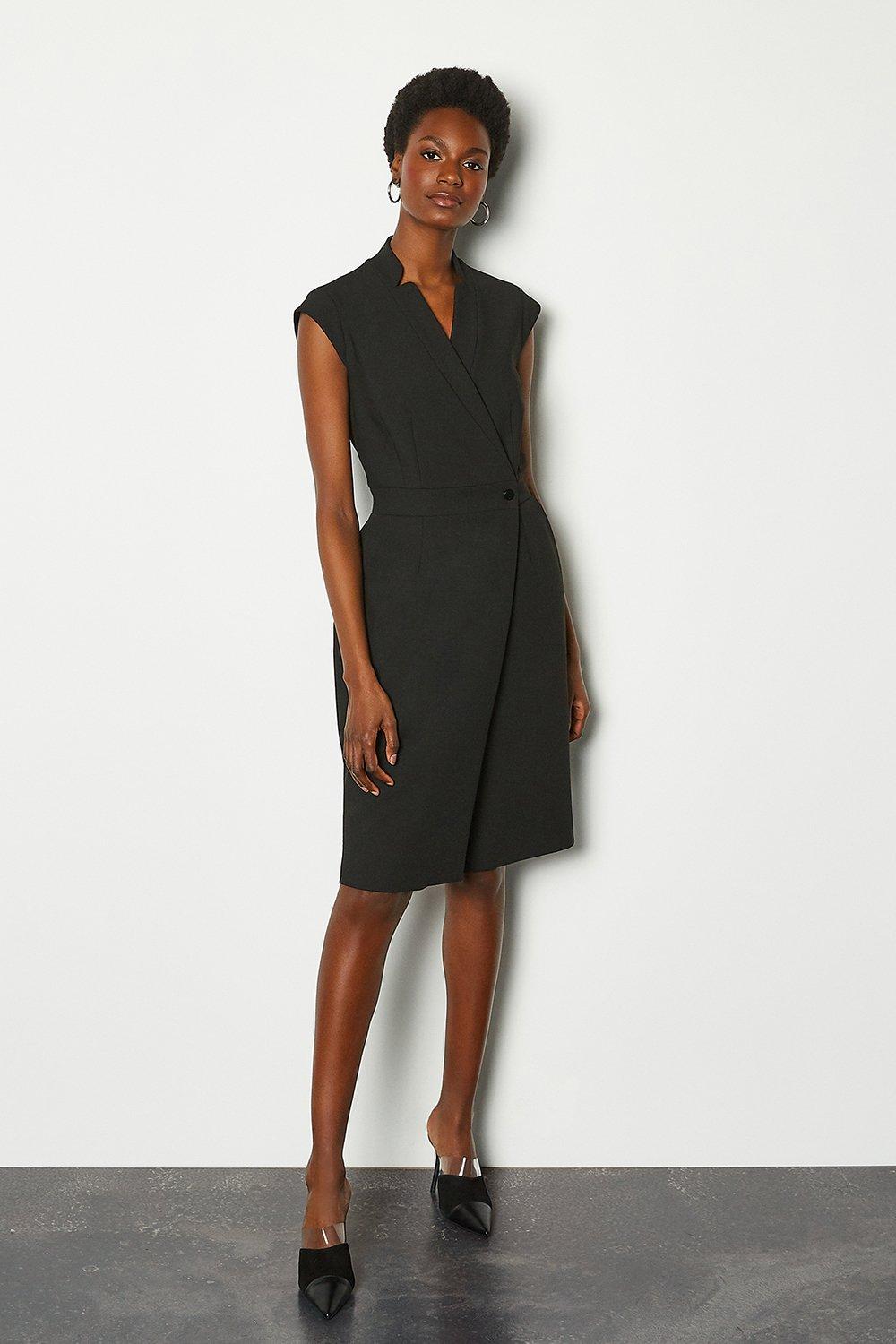 Collar Wrap Sleeveless Midi Dress | Karen Millen