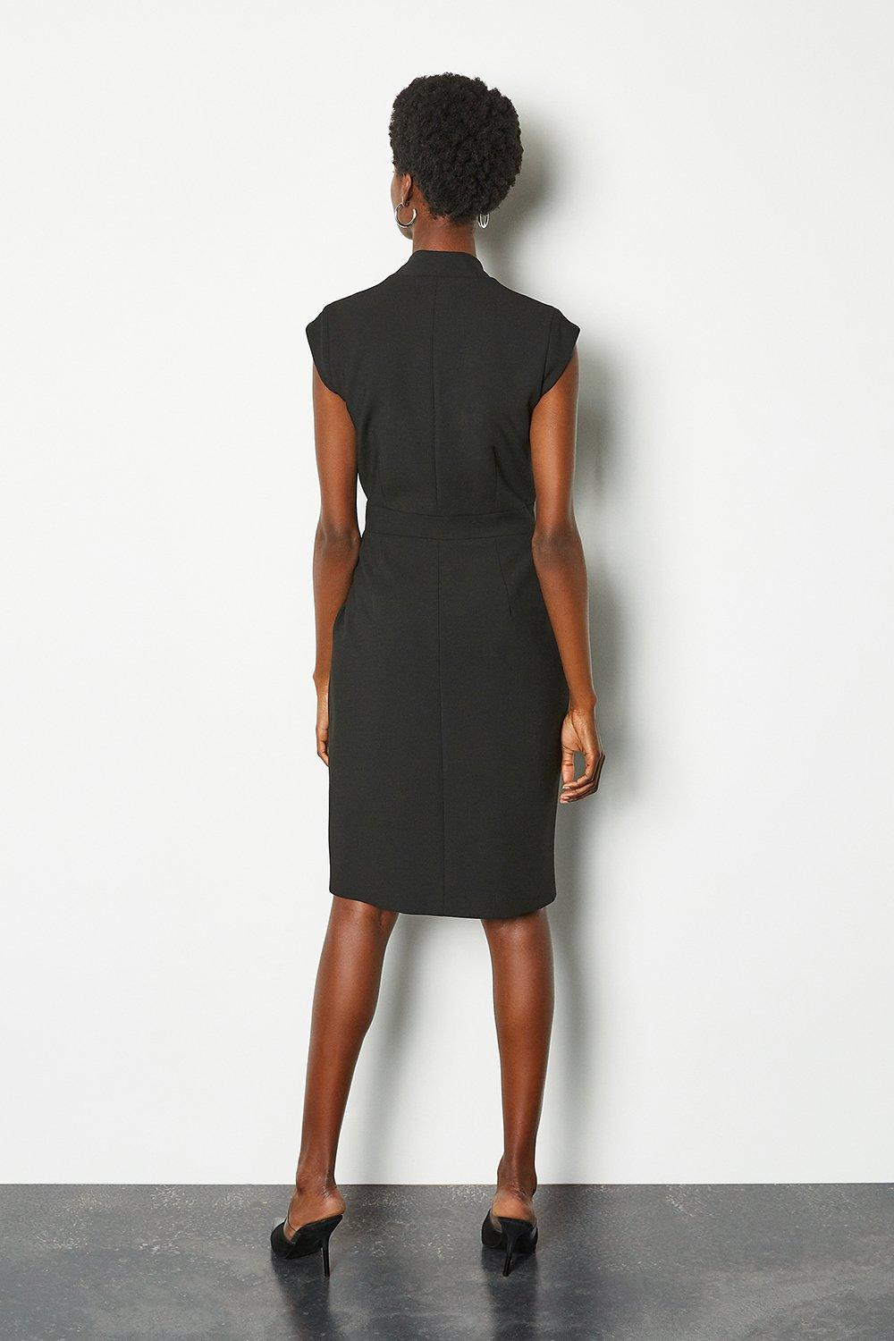 wrap black midi dress