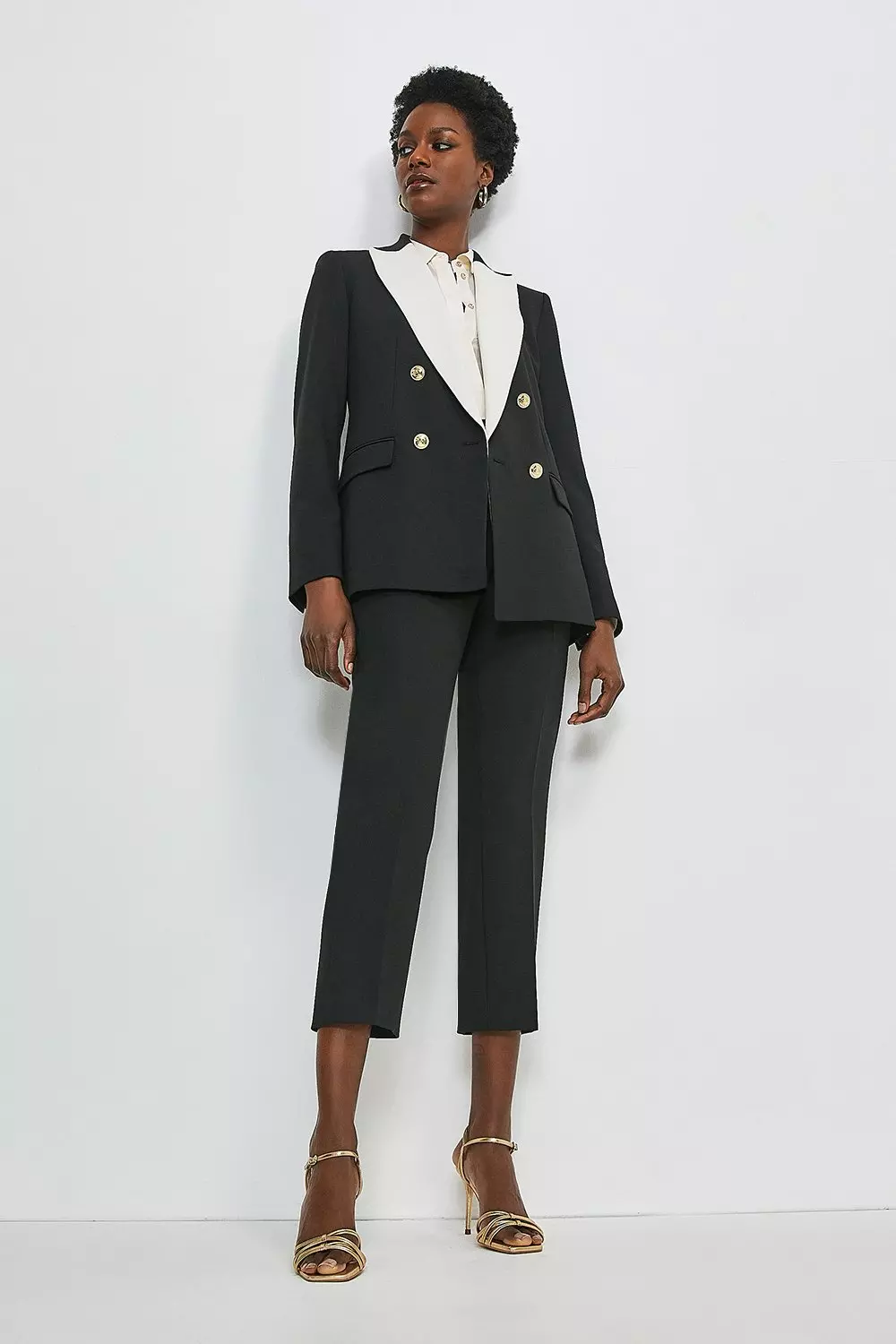 Compact Stretch Tailored Capri Trousers | Karen Millen