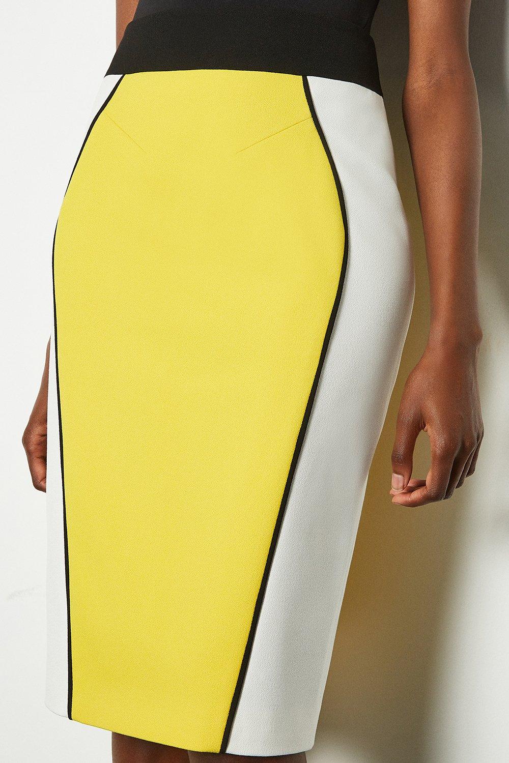 yellow pencil skirt