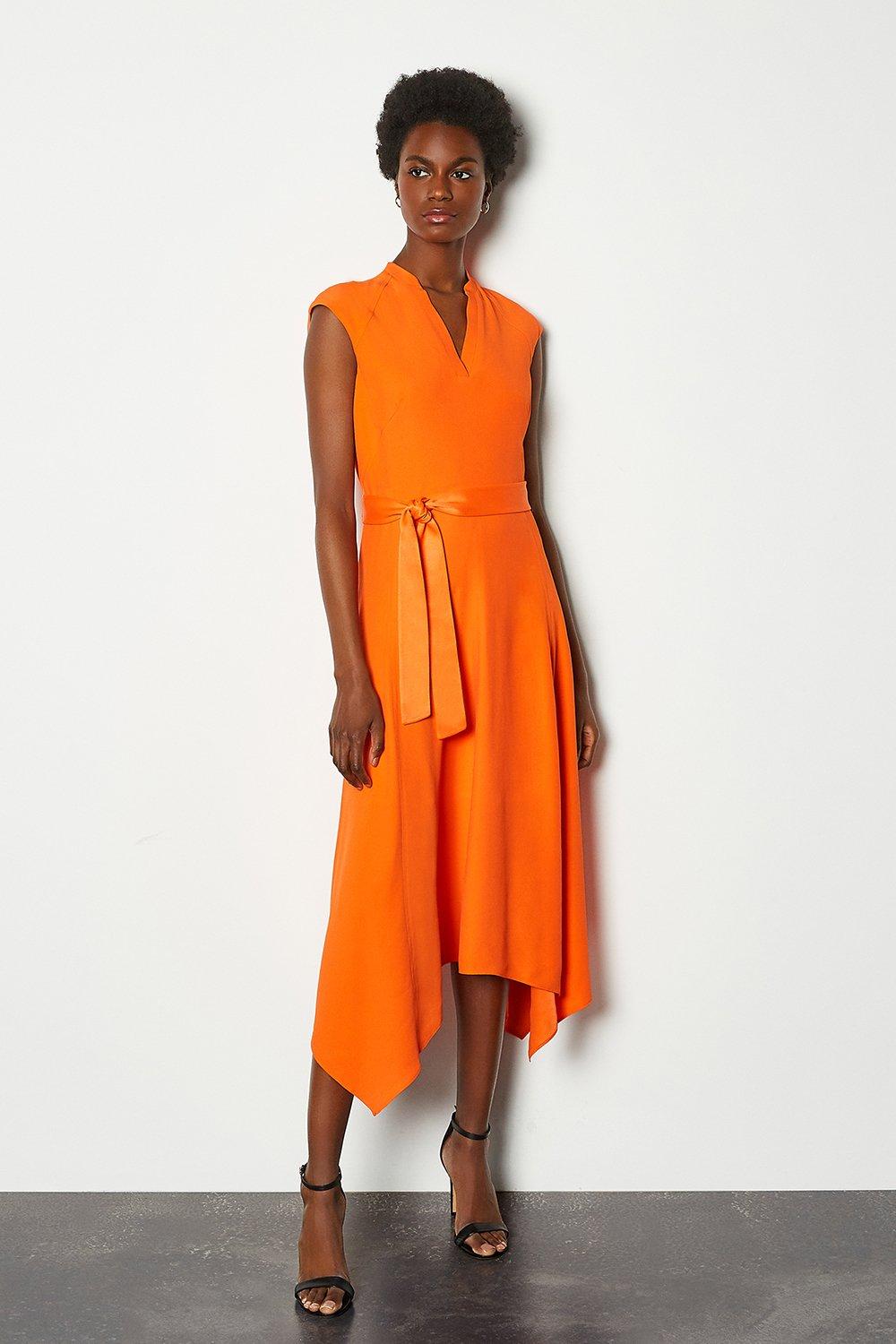 karen millen orange midi dress