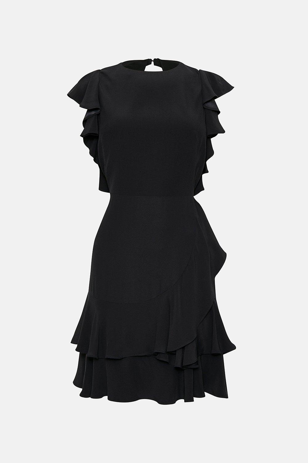 black frill sleeve dress