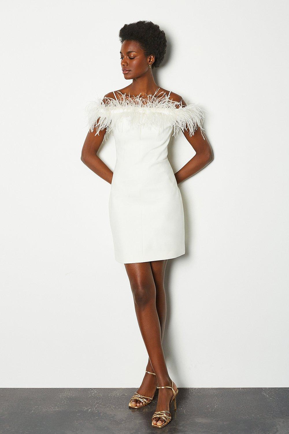 Feather Bardot Dress Karen Millen