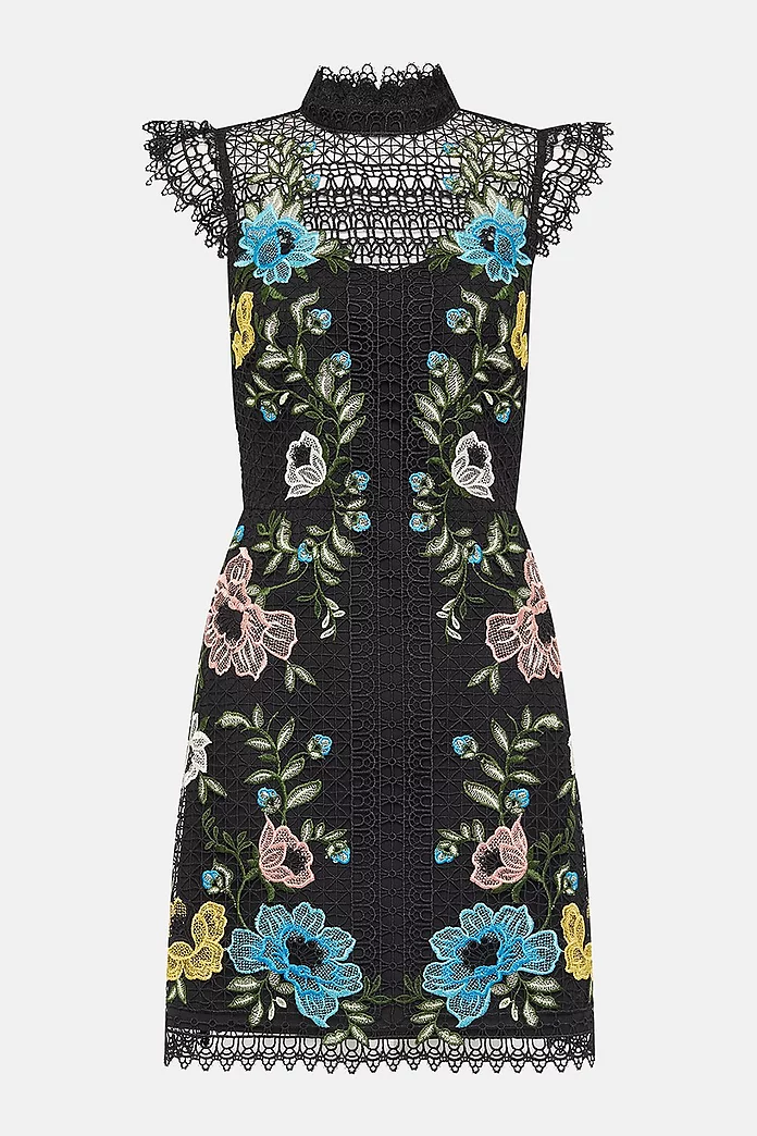 Cutwork Floral Lace Mini Dress | Karen Millen