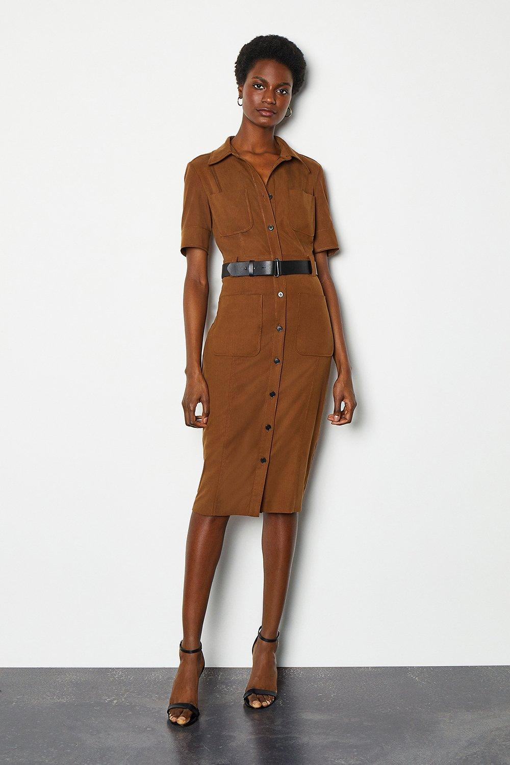 rust shirt dress