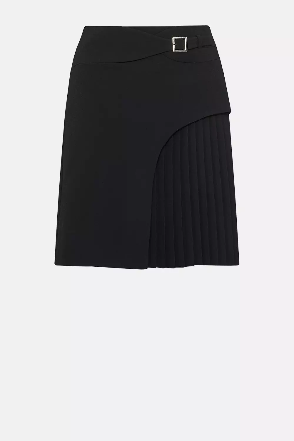 Buckle Detail Pleated Mini Skirt