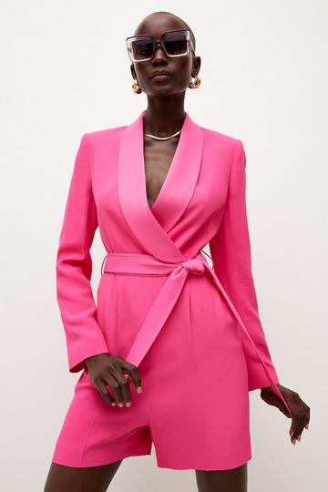 Tailored Tuxedo Wrap Playsuit pink