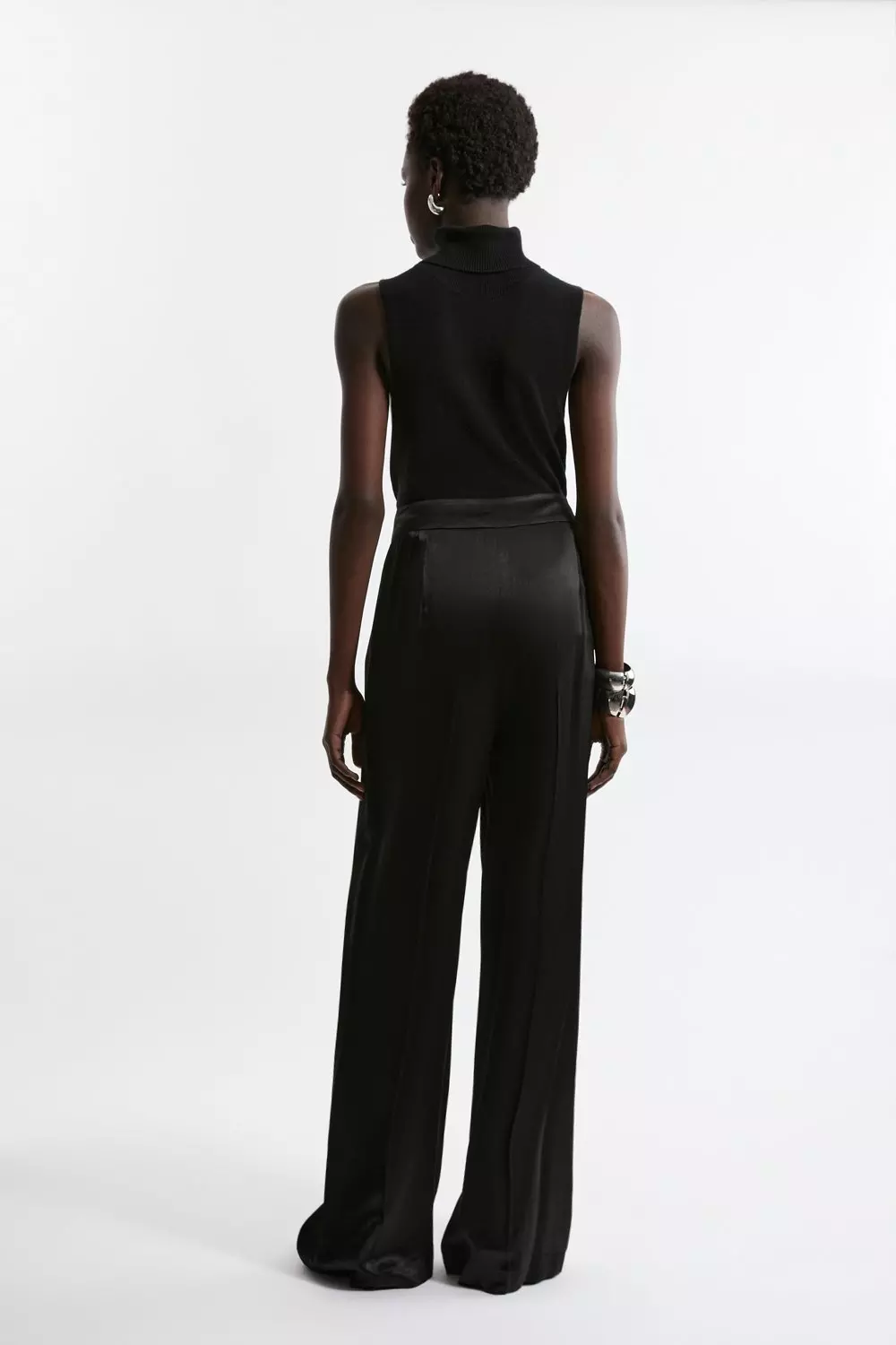 Viscose Satin Back Crepe Wide Leg Pants