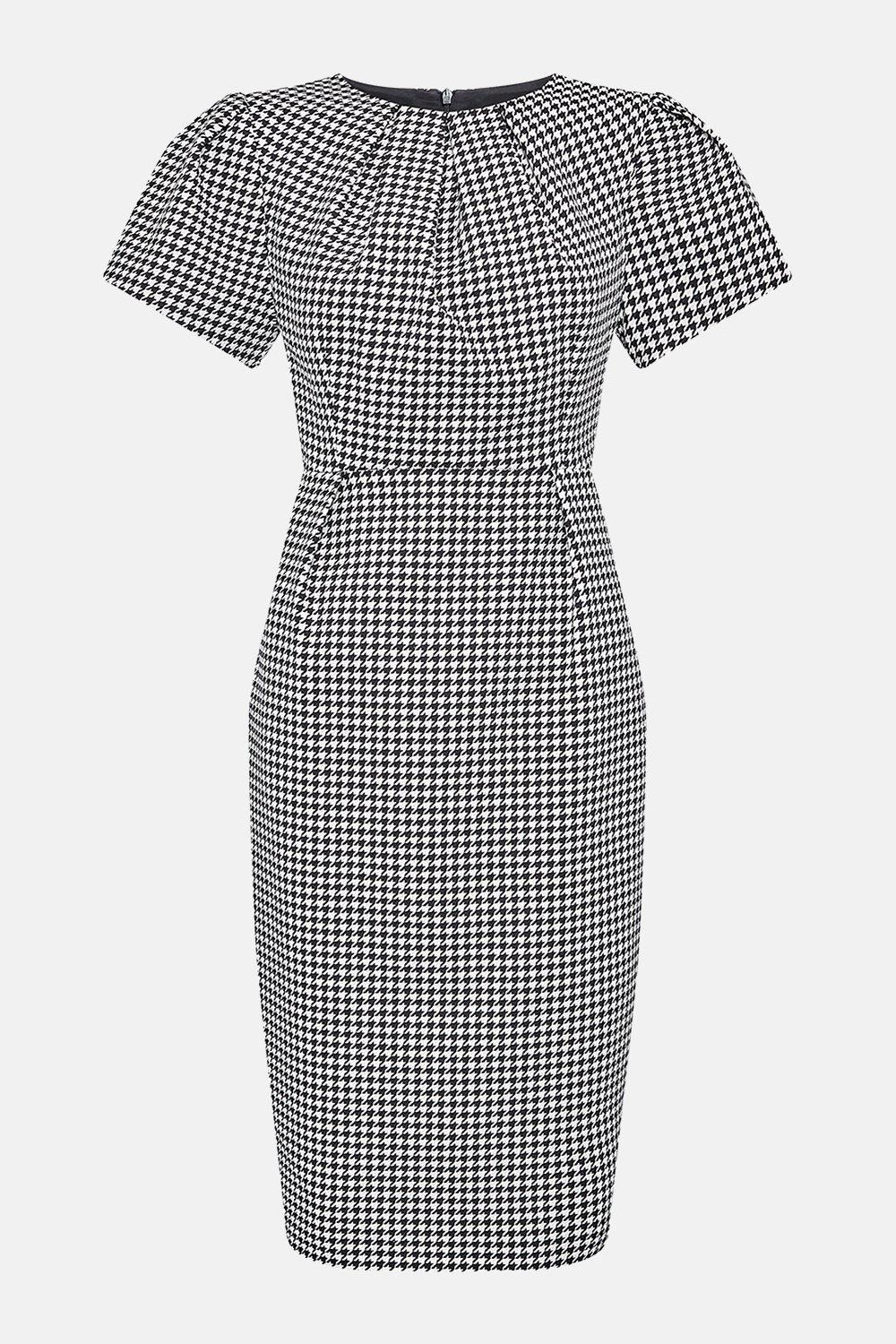 black and white dogtooth dress