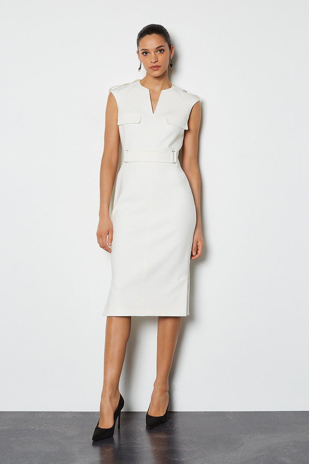 karen millen leather belt pencil dress