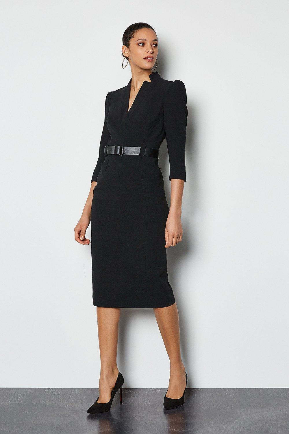 karen millen black dress with belt