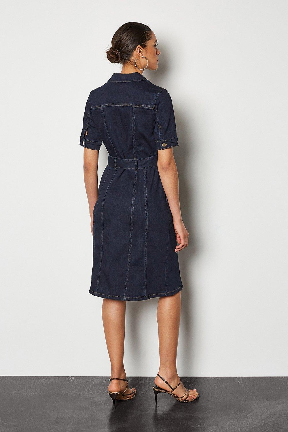 karen millen belted denim dress
