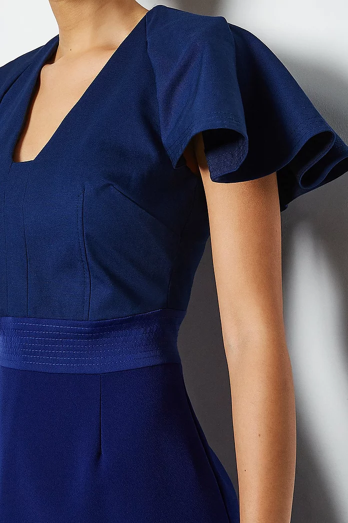 Colour Block Sculptured Sleeve Dress Colour Block Sculptured Sleeve Dress