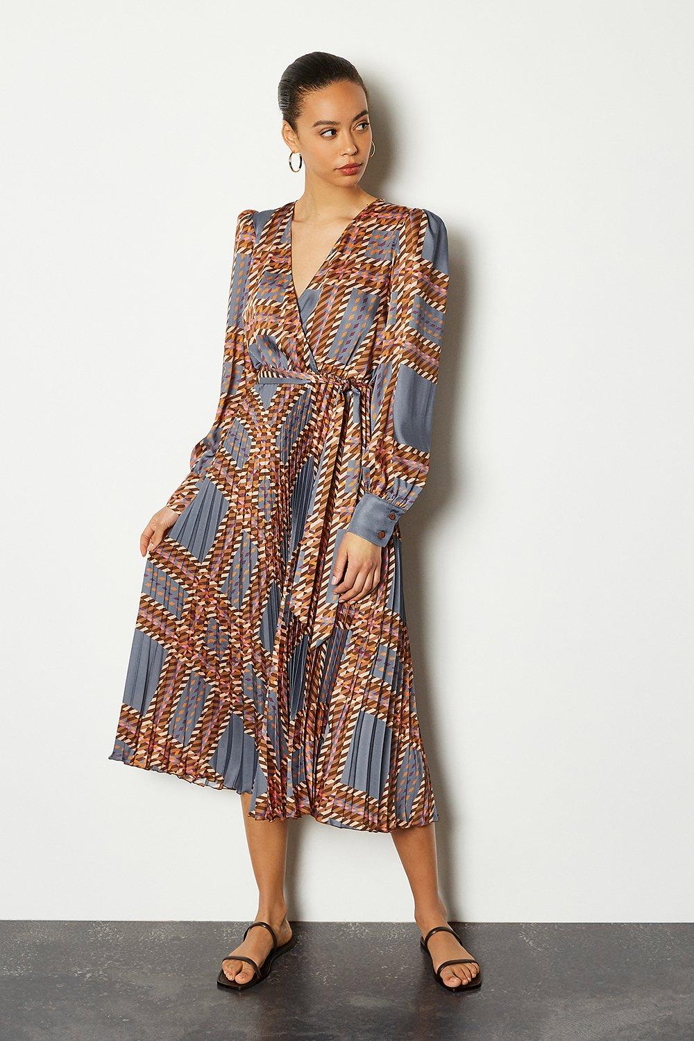 karen millen pleated midi shirt dress