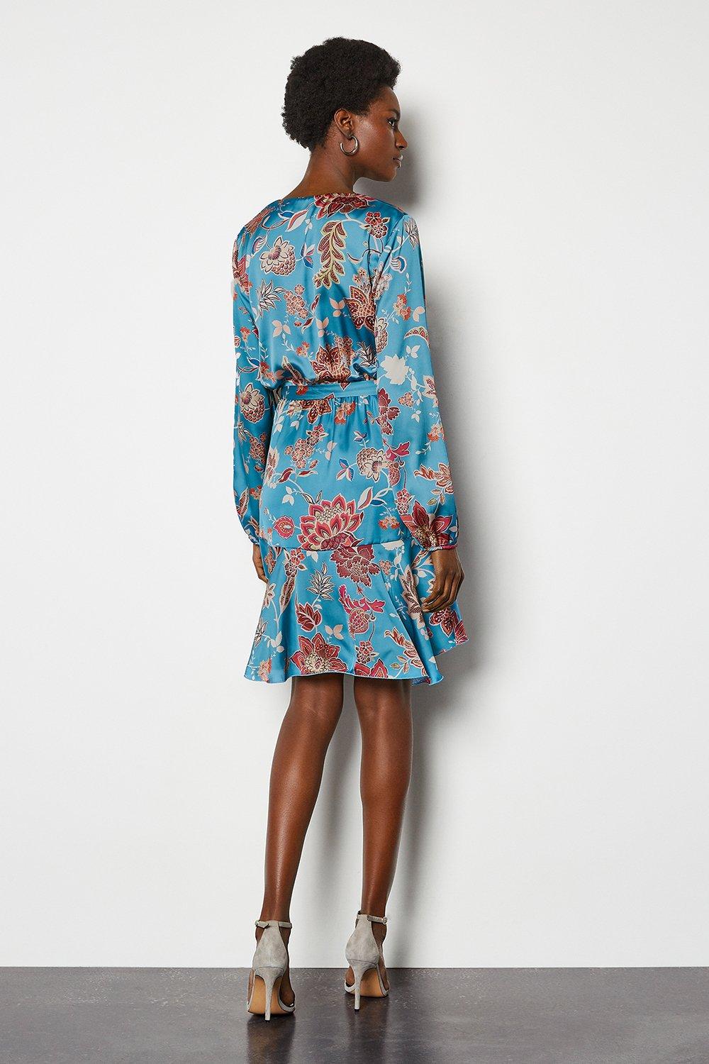 blue frill wrap dress