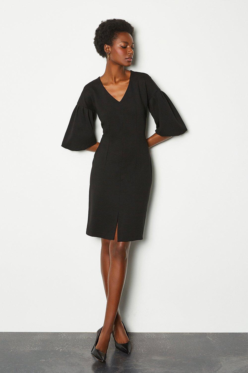 black ponte shift dress