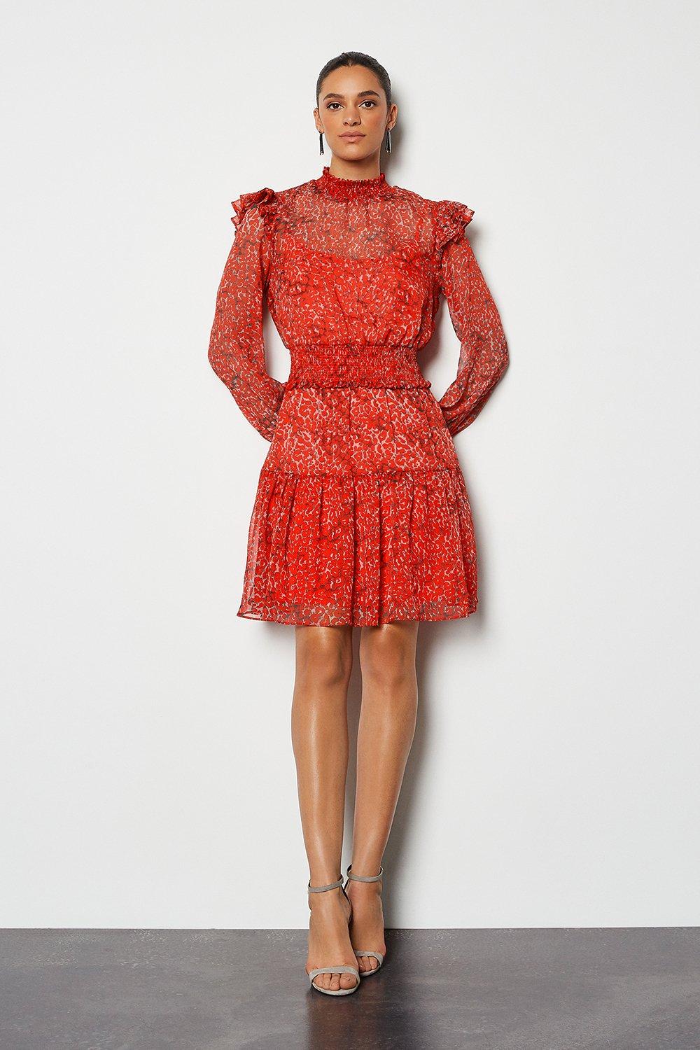 karen millen red leopard dress