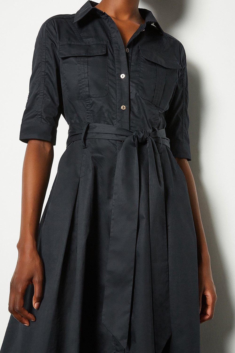 navy cotton shirt dress