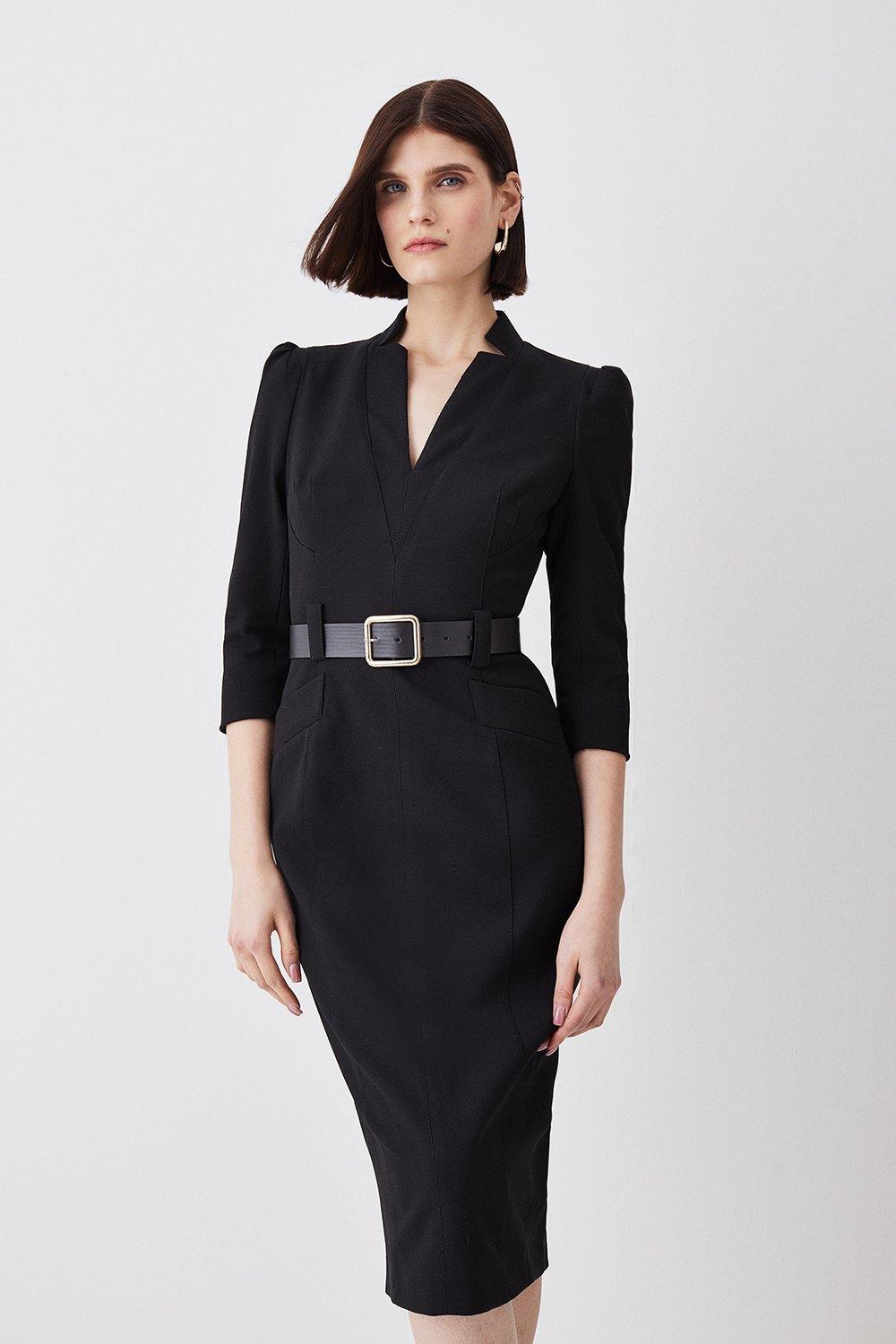 Midi black 2024 work dress