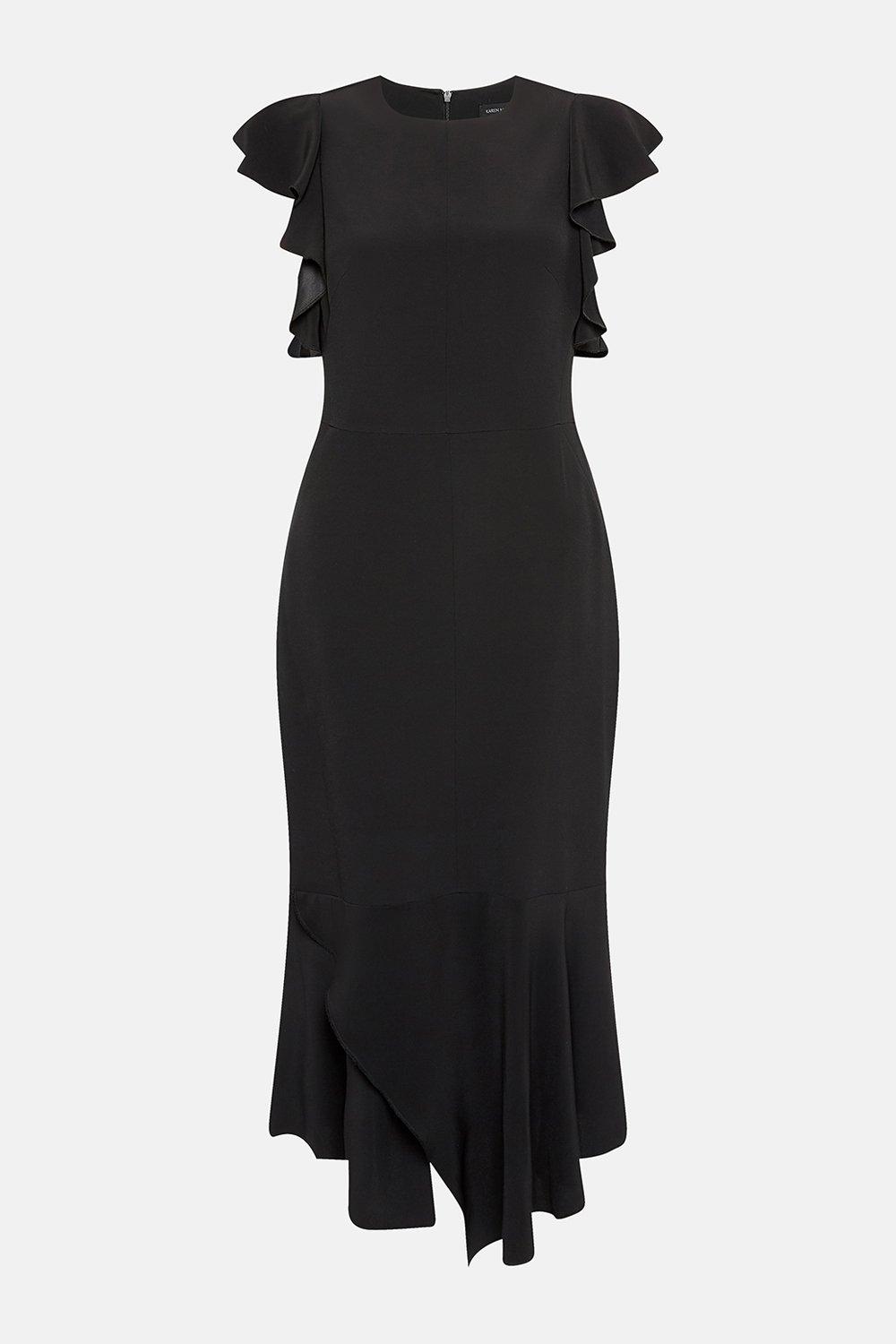 karen millen fit and flare ruffle dress