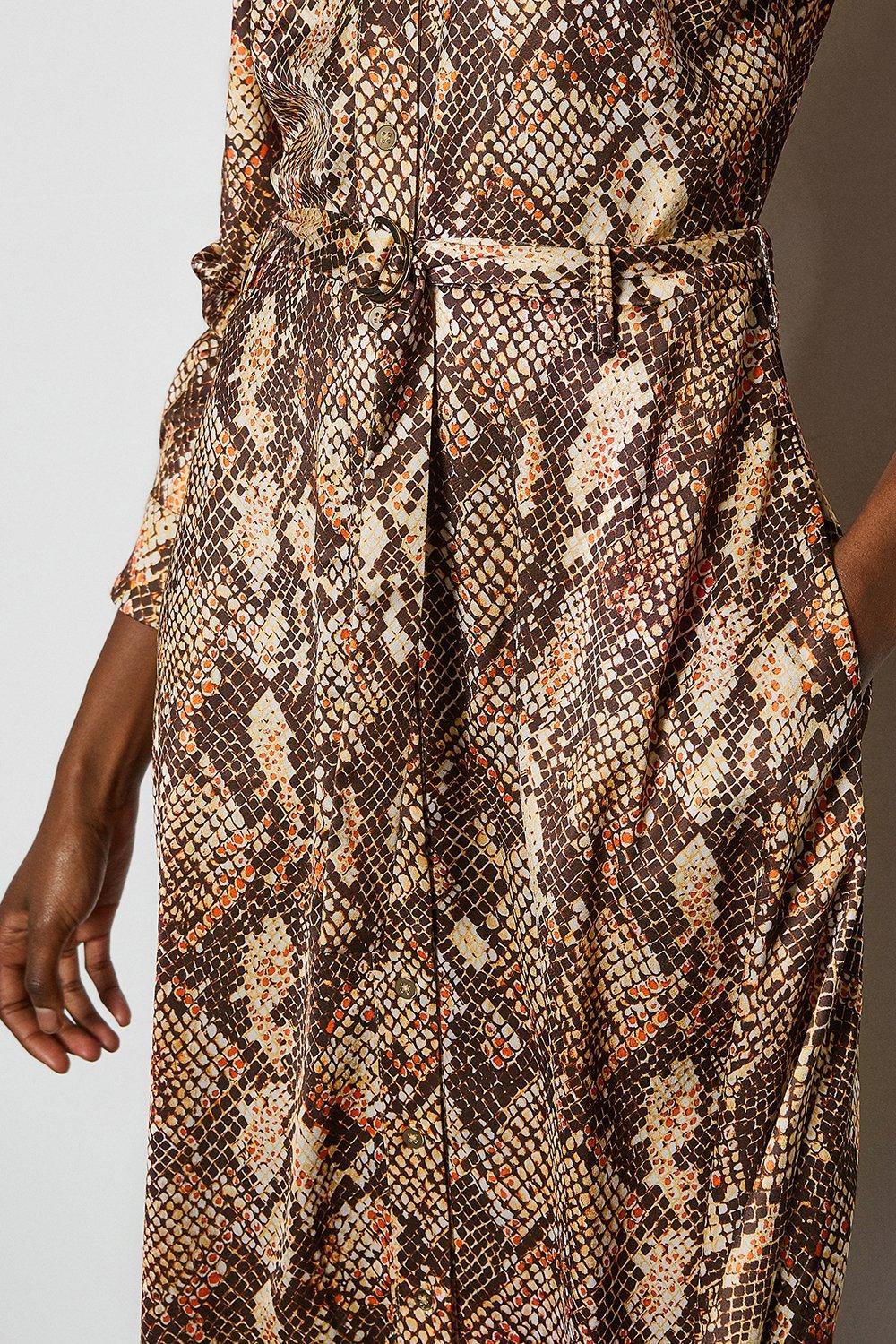 snake print maxi shirt dress