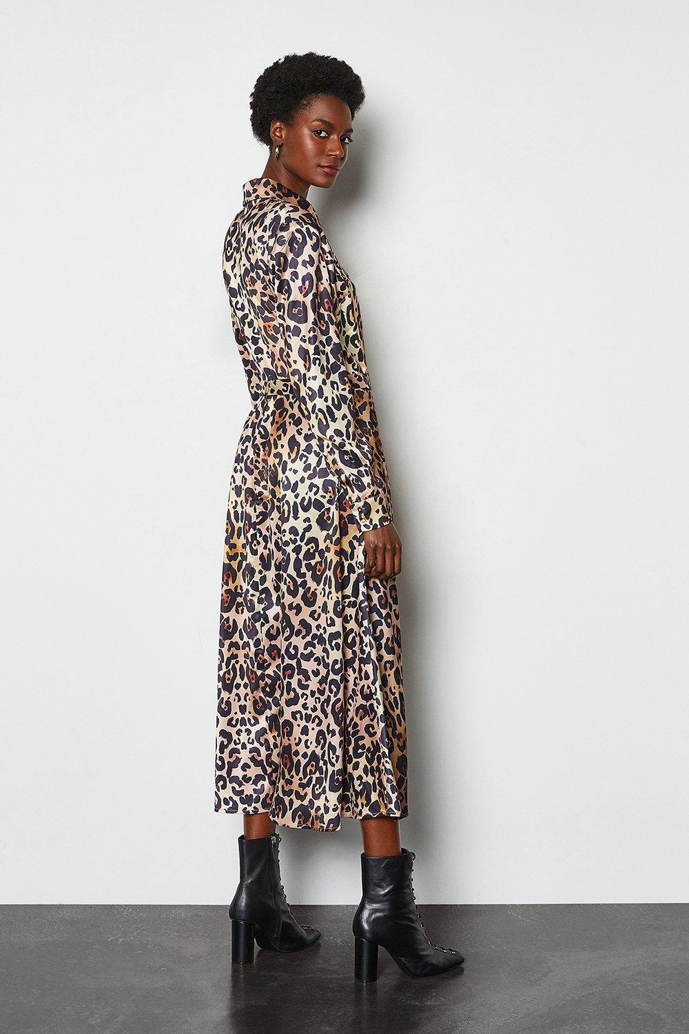 long animal print shirt dress