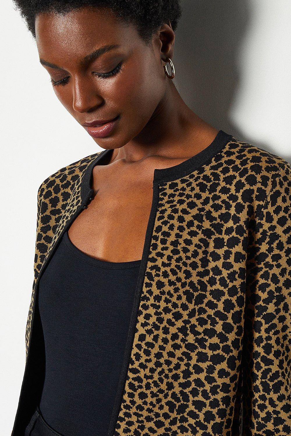 leopard print cropped cardigan