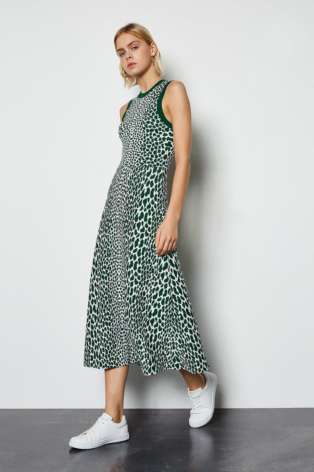 new look green leopard print dress