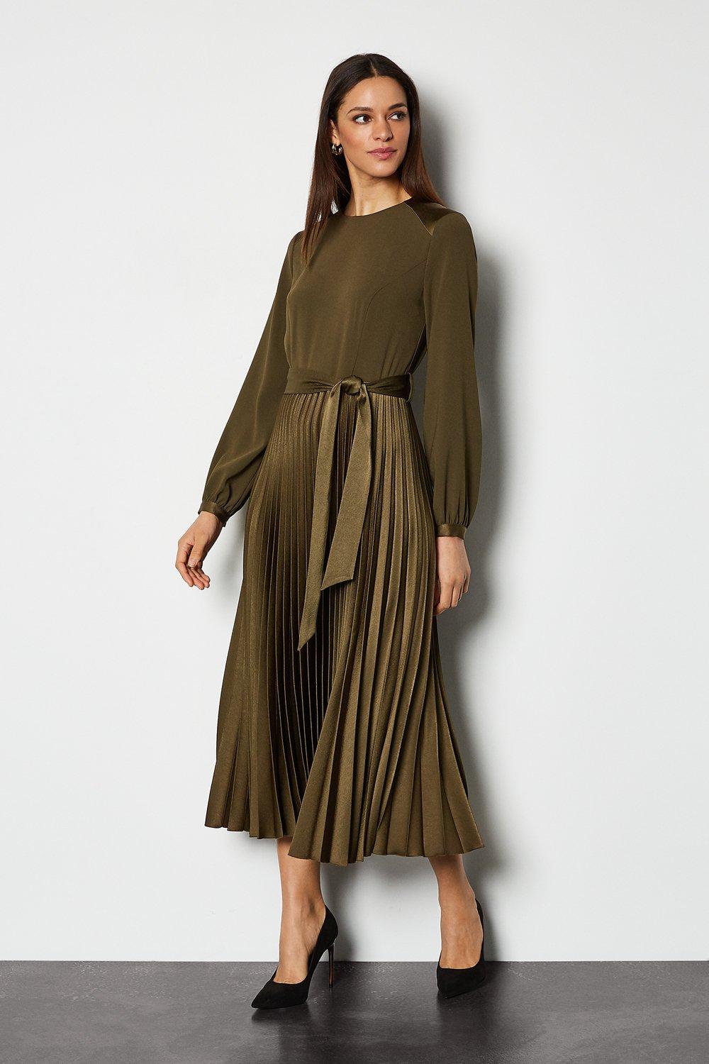 khaki satin dress