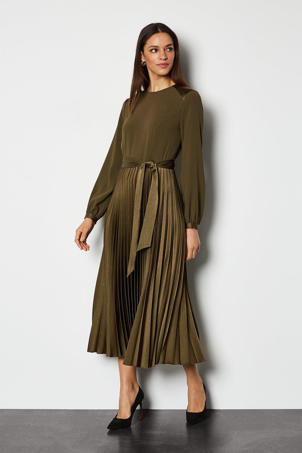 long pleated dress