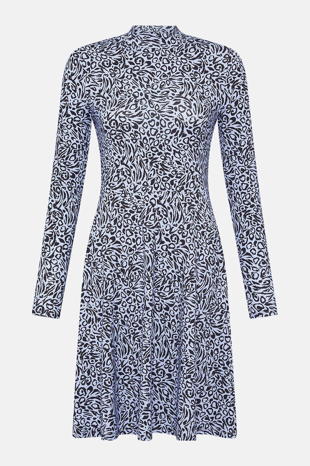 karen millen blue leopard print dress