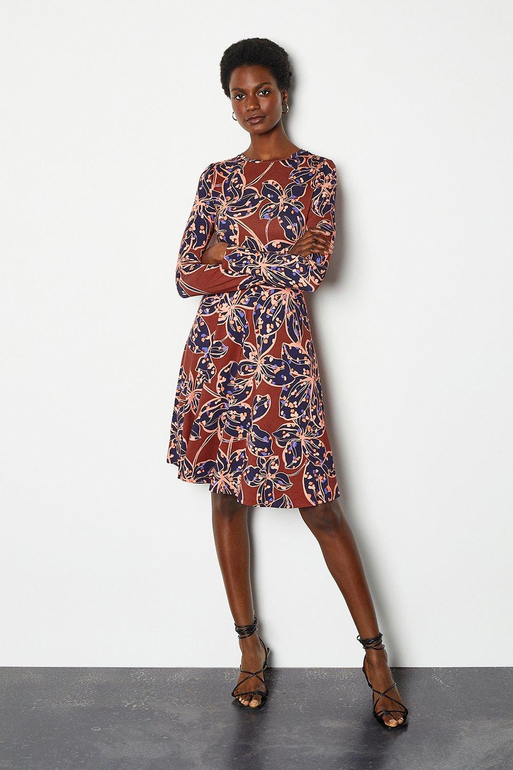 floral print long sleeve dress