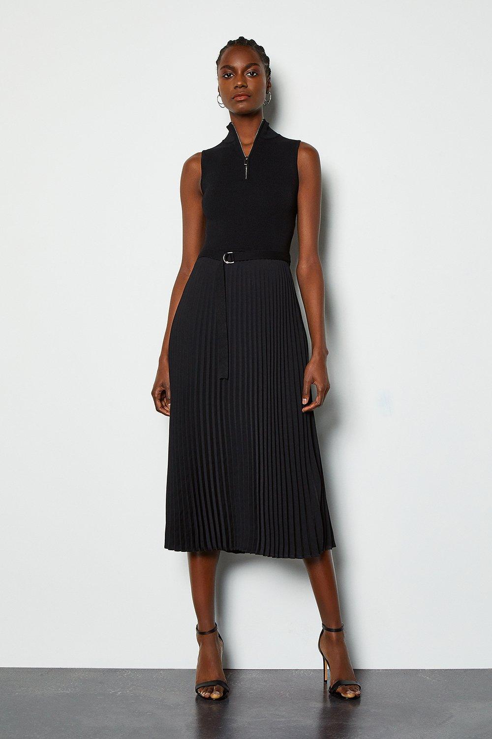 karen millen orange pleated dress