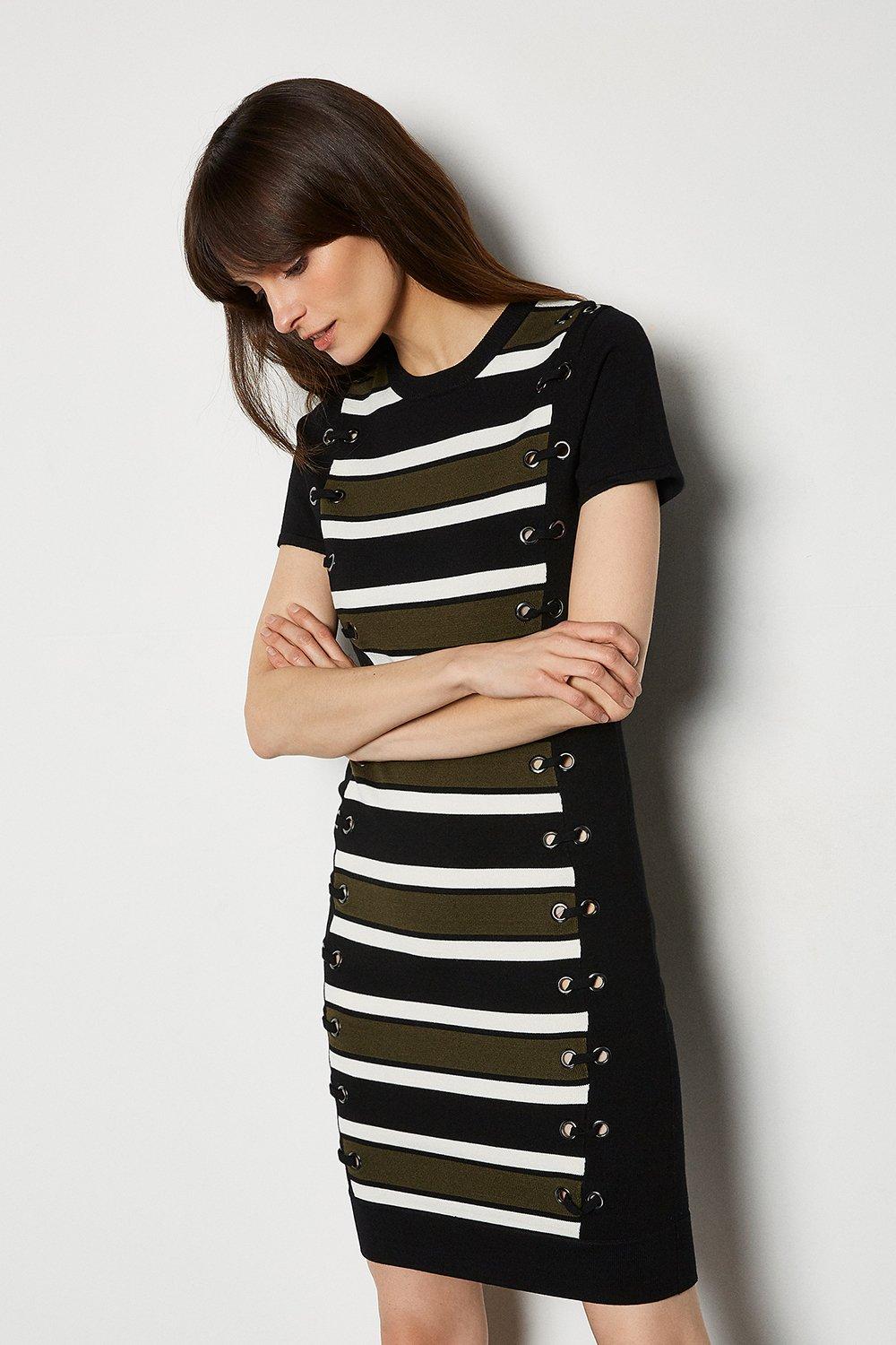 karen millen colourblock knit dress
