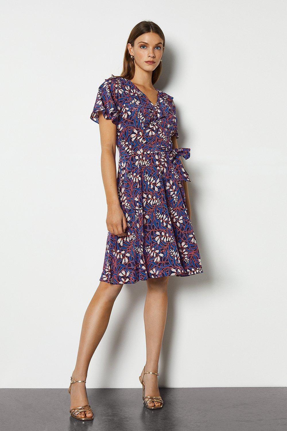 karen millen green silk wrap dress