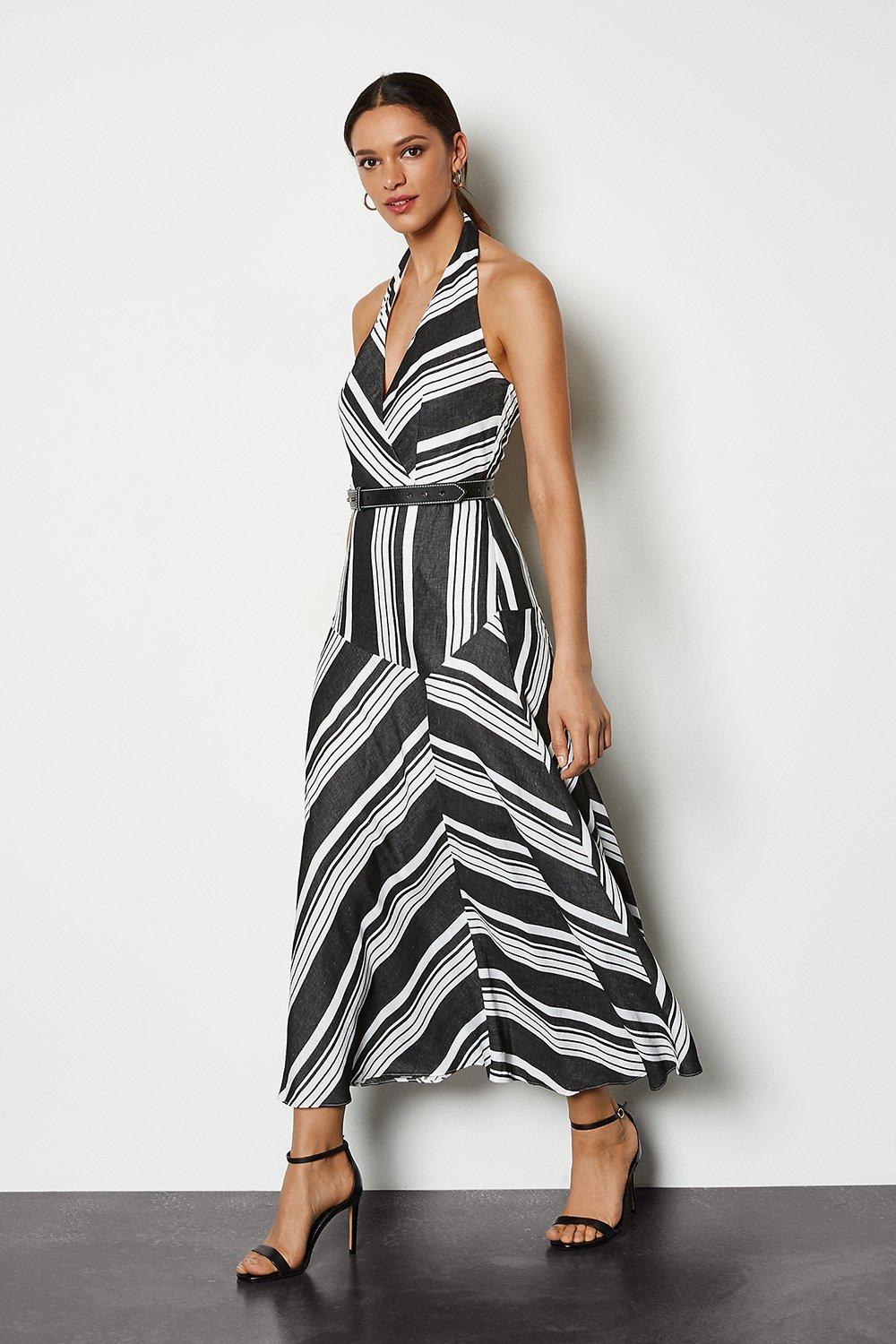 karen millen black white striped dress