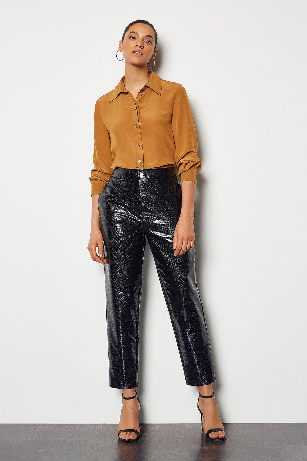 leather look cigarette trousers