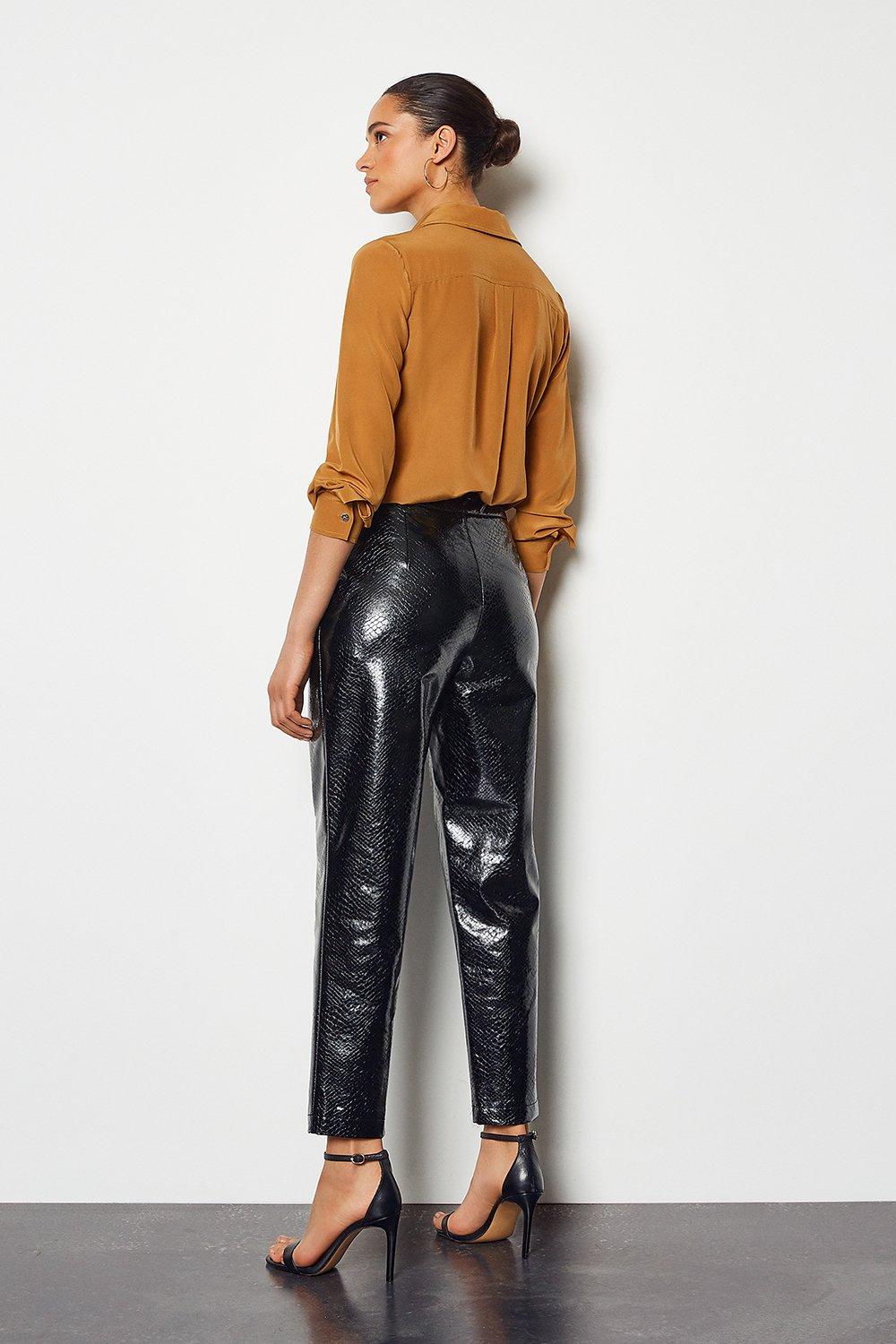 leather look cigarette trousers