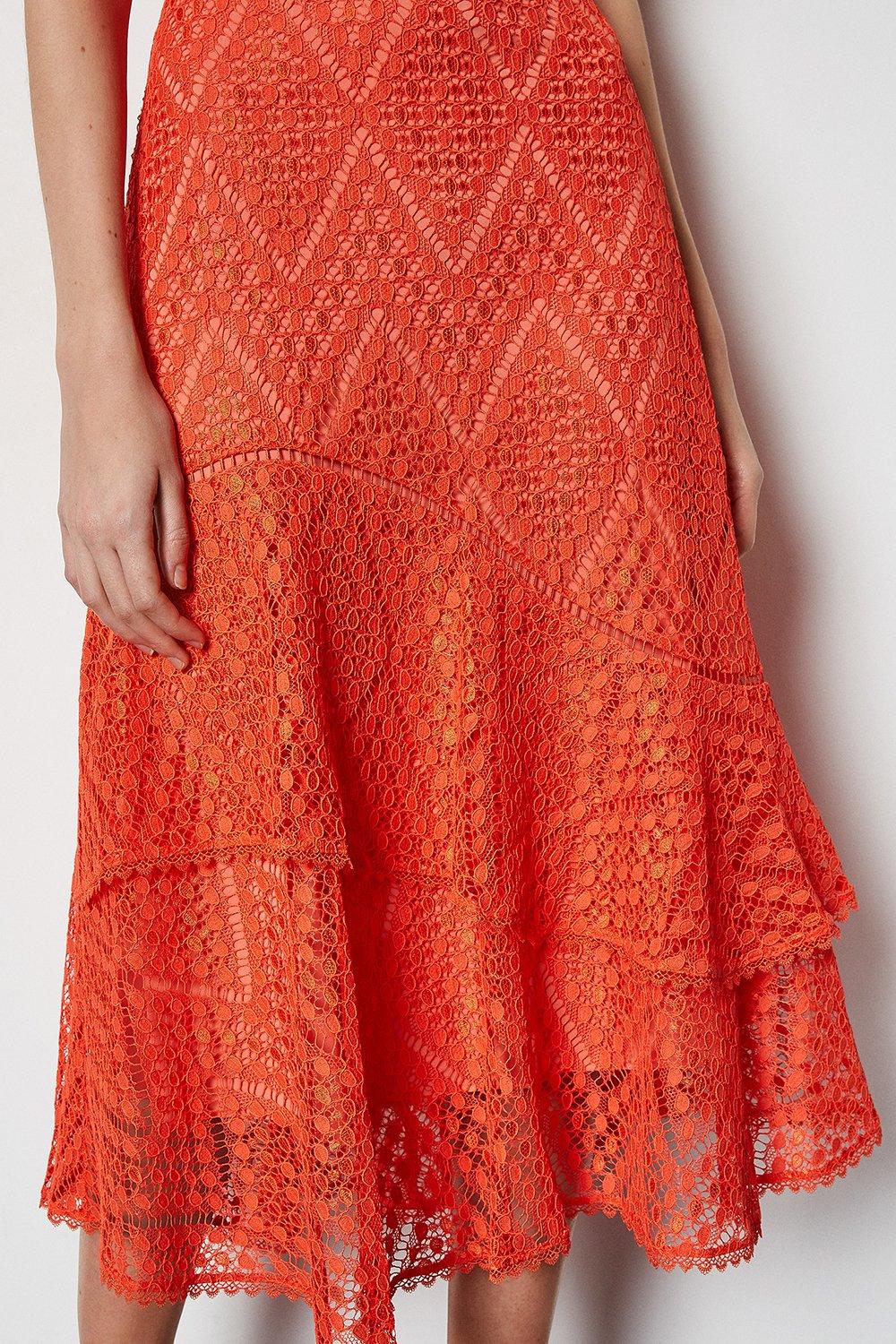 karen millen orange lace dress