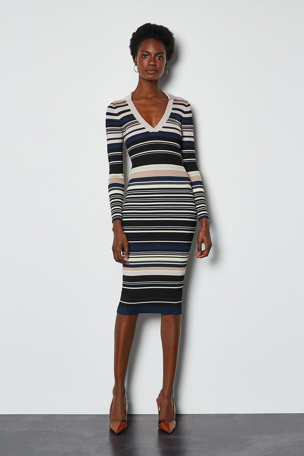 black knitted polo neck dress