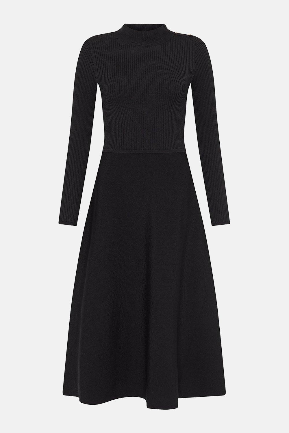 knitted black midi dress