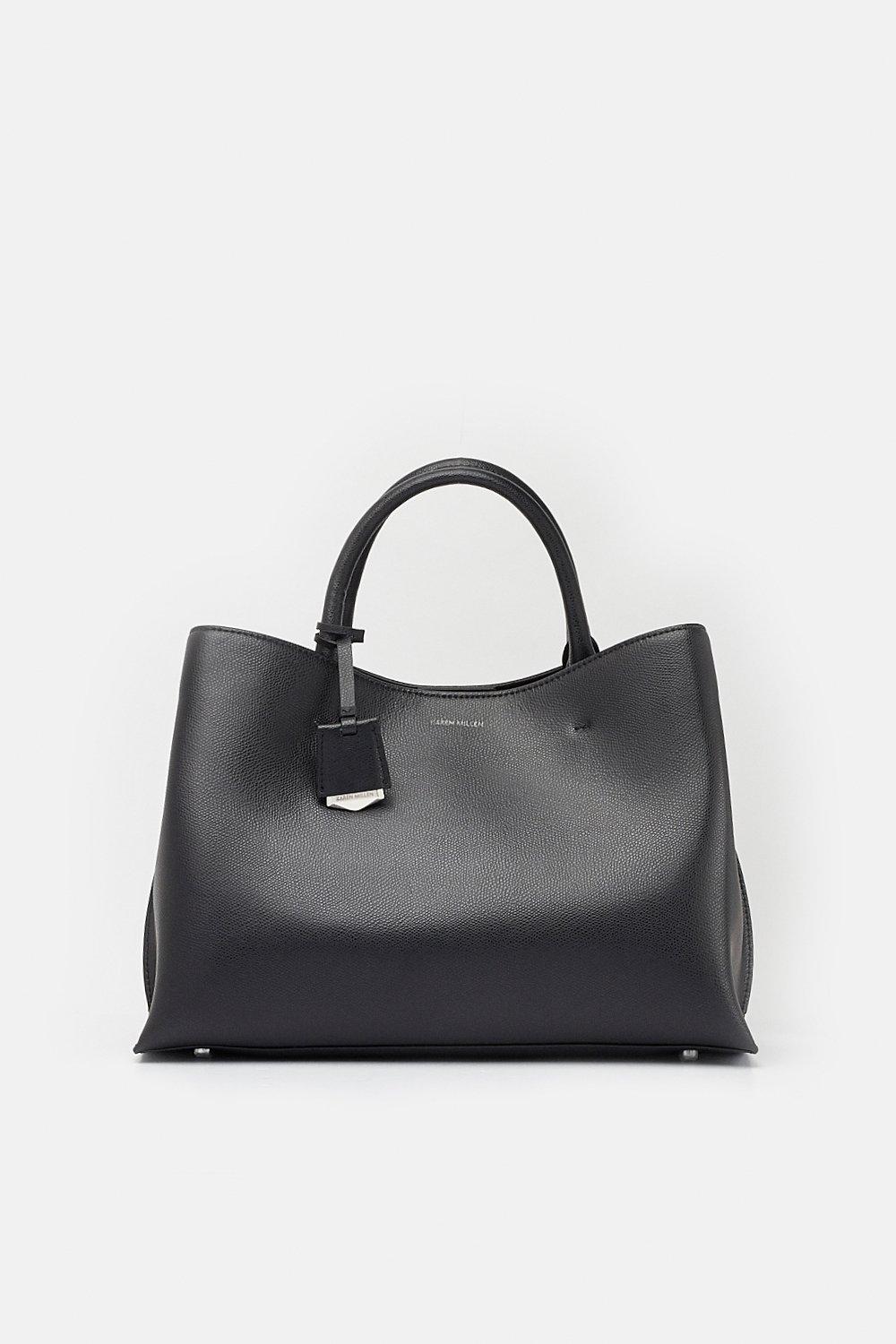 black leather grab bag