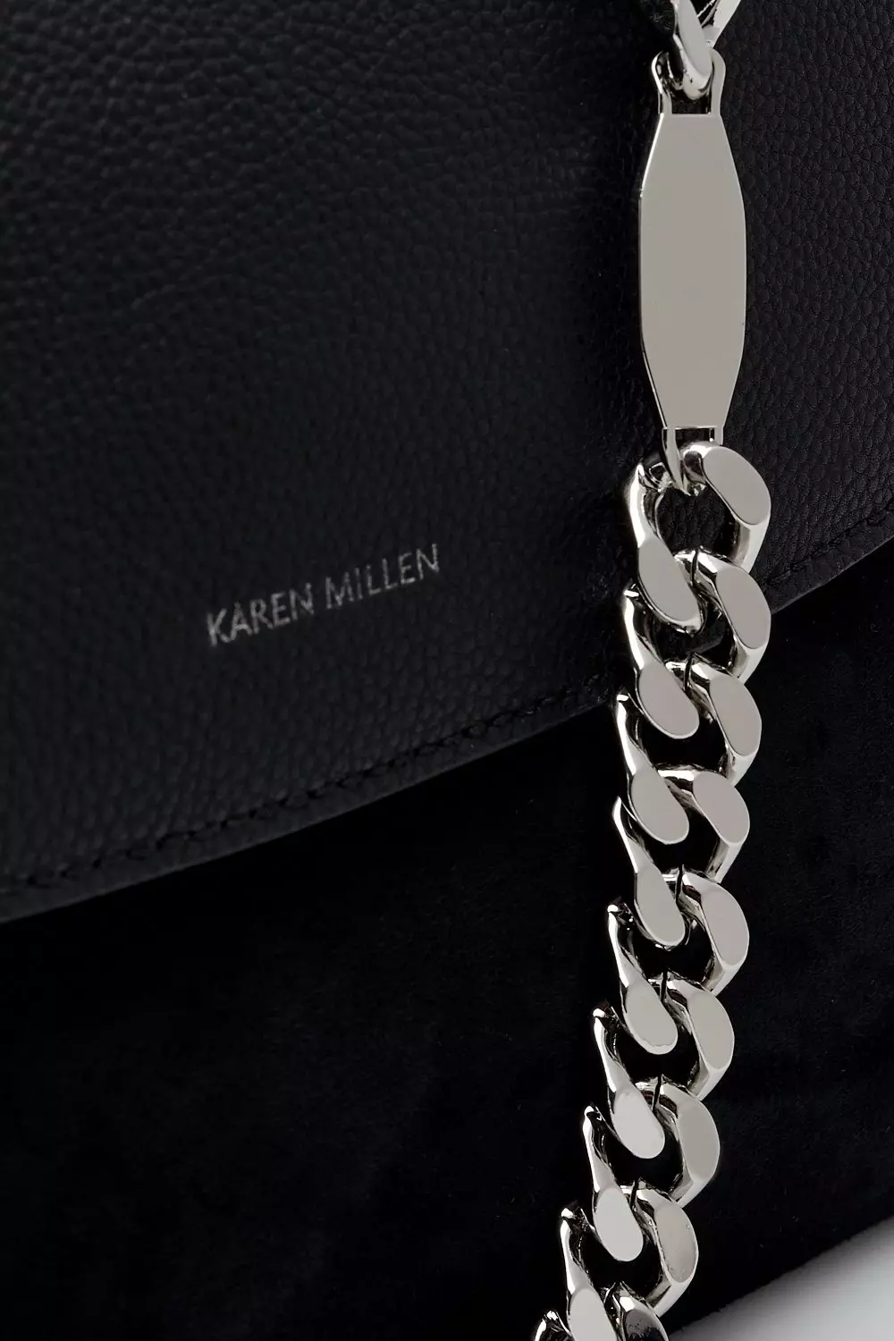 Black suede bag store with silver chain