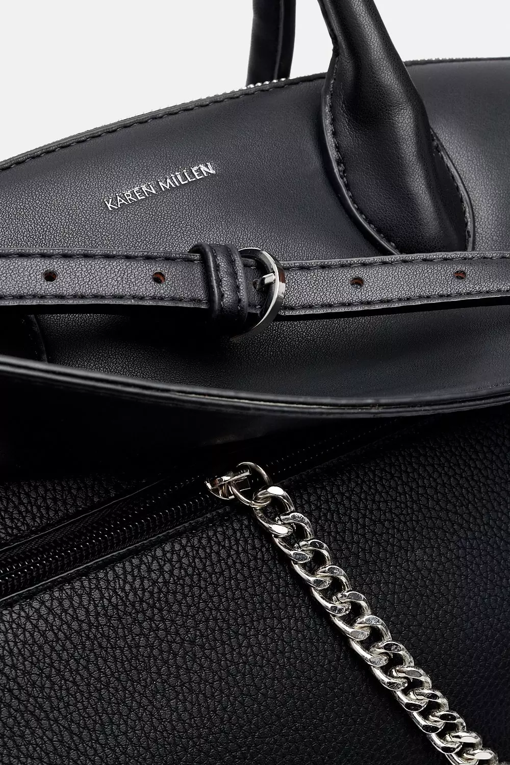 Faux Leather and Chain Detail Bag Karen Millen