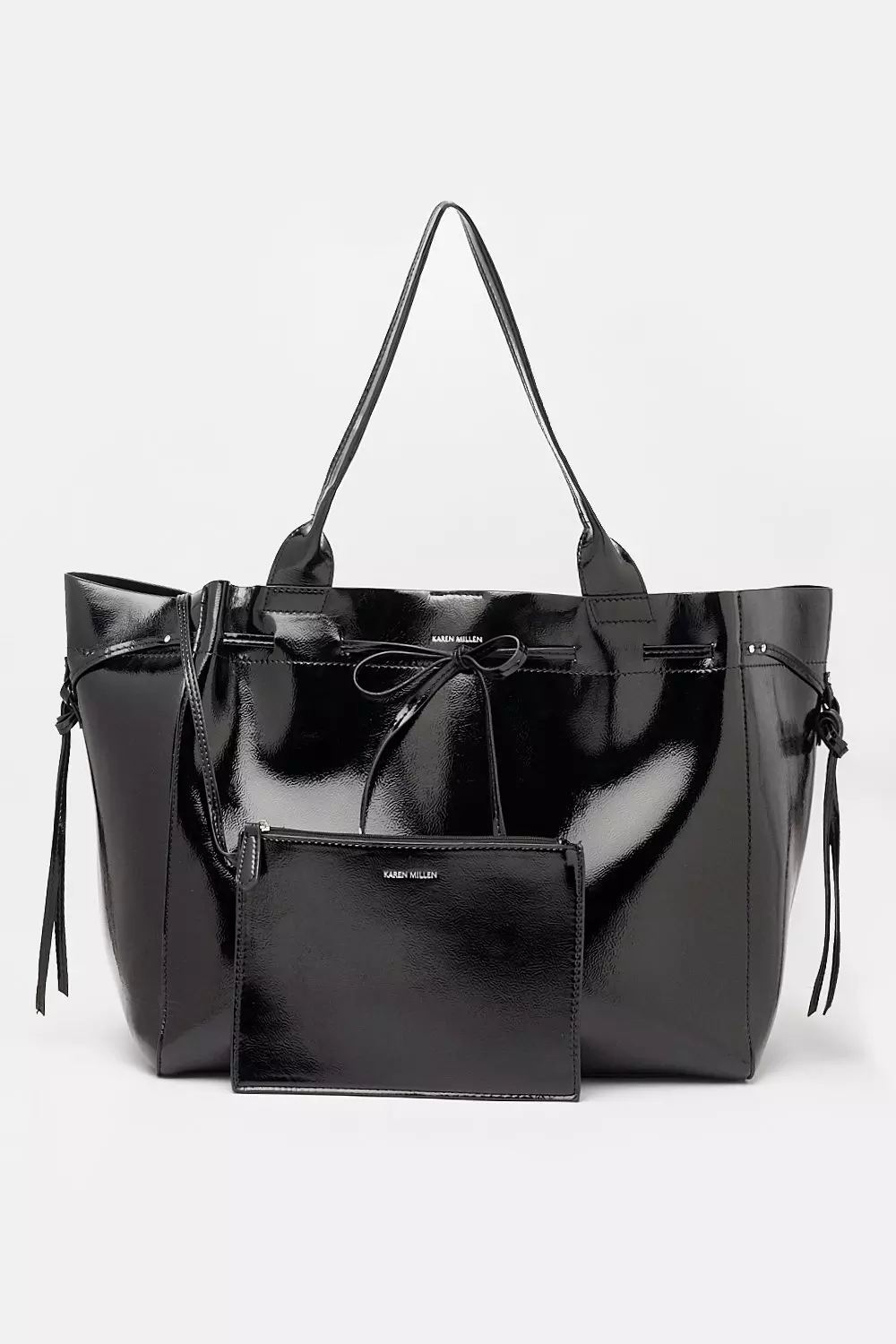 Faux Patent Oversized Tote Karen Millen