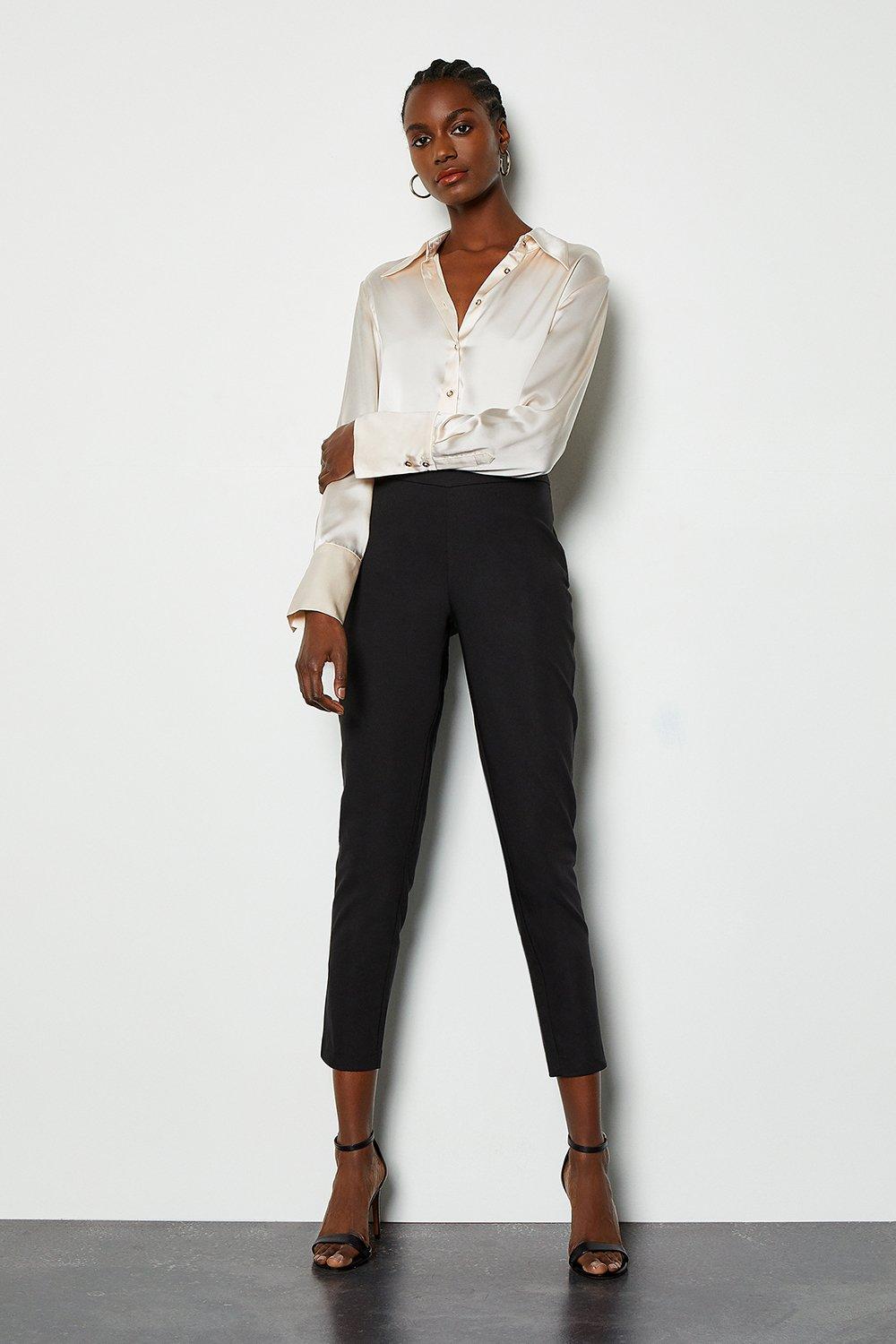 black cropped work trousers
