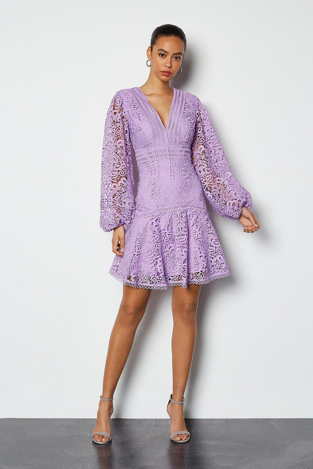 long sleeve lavender dress