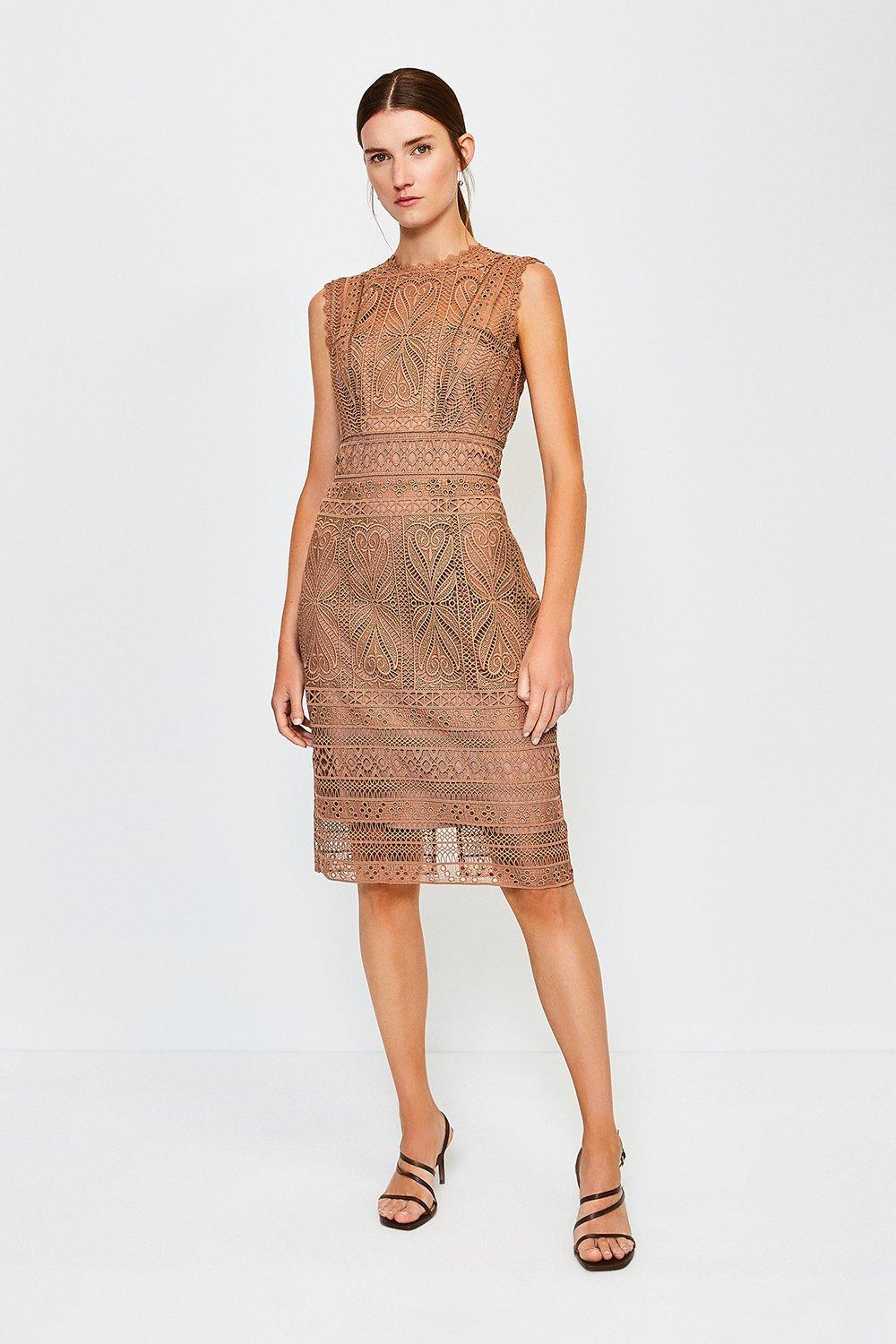 beige shift dress